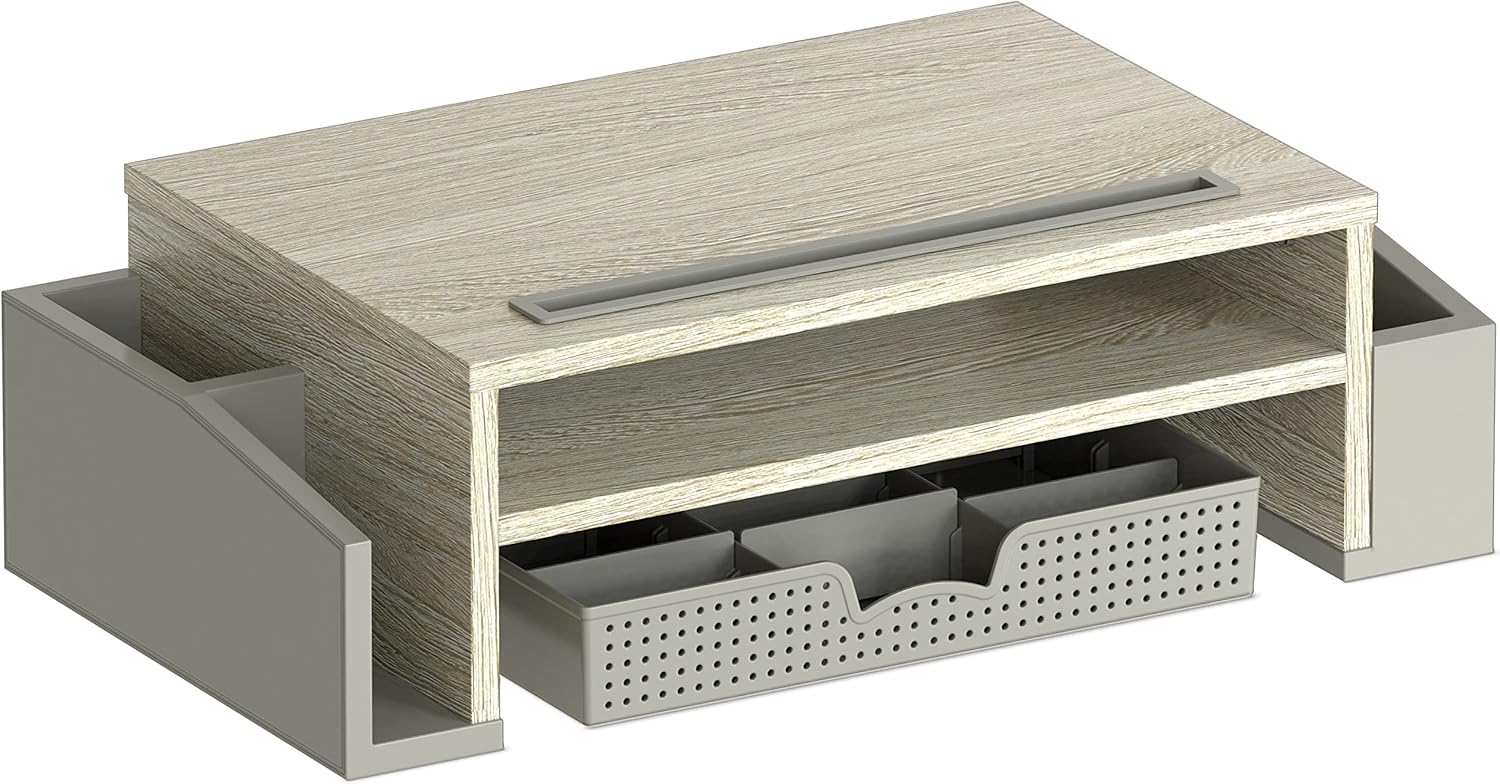 Simple Houseware Desk Monitor Stand Riser with Adjustable Organizer tray, Maple
