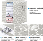WISELIFE Storage Bags 6 Pack/100L Large Blanket Clothes Organization and Storage Containers for Comforters,Bedding, Foldable Organizer with Reinforced Handle, Clear Window, Sturdy Zippers,Lvory