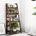 Yaheetech 4-Tier Foldable Shelf, Wood Ladder Shelf for Living Room Storage | Collapsible Wood Ladder Stand with Decorative Wall-Leaning Folding Shelves for Living Room, Bedroom, Balcony and Home Office.