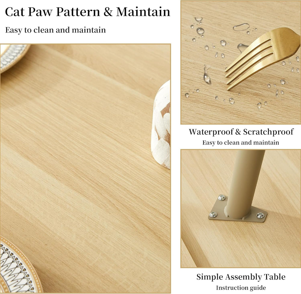 HIPIHOM 43.3 Inch Cream Round Dining Table for 4, Space-Saving Dinette Perfec...