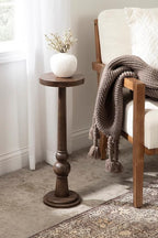 Kate and Laurel Wegner Traditional Wooden Round Drink Table, 8 x 23, Rich Brown, Elegant and Durable Pedestal Table for Use as Small Drink Table, Plant Stand, or Decorative Item Display