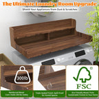 2-Tier Washer Dryer Countertop with Charge Station, 54" x 27.5" Top Cover for Laundry Machine, Washer and Dryer Wood Shelf Topper for Laundry Room Counter Storage Organization, Walnut
