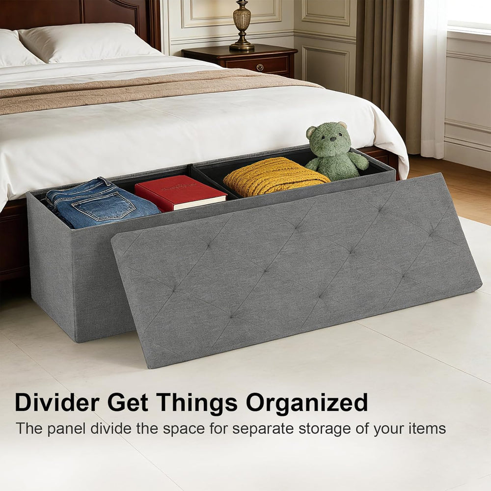 43 Inch Foldable Storage Ottoman Bench,with 35 Gallon Hidden Storage,Folding ...