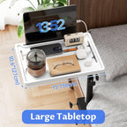 NiHome Height-Adjustable Bedside Shelf with Rotating Foldable Tray, Clip On Bed Side Tray Table, Overbed Table Fits Bed Frames 0.7"-2.7" Wide for Dorms, Apartments, Bedrooms, Dorm Essentials, White