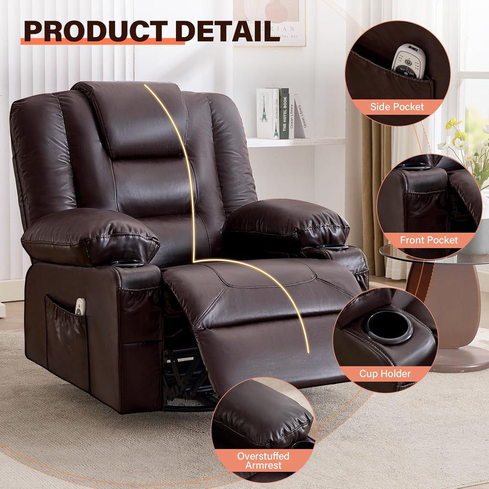 MAHOMICO Swivel Rocker Recliner Chair with Vibration Massage and Heat for Liv...
