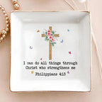 Inspirational Bible Verse Jewelry Dish,4" Ceramic Jewelry Tray Christian Gifts for Women, Religious Gifts for Mom, Daughter, Sister, Friends - Birthday, Confirmation, Catholic Gift for Her, Teen Girls
