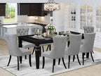 East West Furniture LGDA9-BLK-27 9 Piece Kitchen Set Consists of a Rectangle Dining Table with Butterfly Leaf and 8 Polyester Fabric Upholstered Chairs, 42x84 Inch, Black
