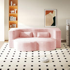 Convertible Folding Sofa Bed, 2-in-1 Full Size Floor Boneless Couch Bed, Corduroy Loveseat sleeper Couch Floor Sofa, Memory Foam Sleeper SofaBed, Small couches for small spaces, No Assembly, Baby Pink