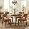 HNY Mid Century Modern Dining Chairs, Velvet Fabric Farmhouse Upholstered and Curved Backrest Kitchen Accent Chairs Set of 4, with Hardwood Frame, Burnt Caramel