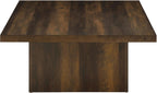 Coaster Home Furnishings - Devar - Wood - Square Coffee Table with Pedestal Base, Geometric Design and Transitional Style - Living Room - Dark Pine - 710888