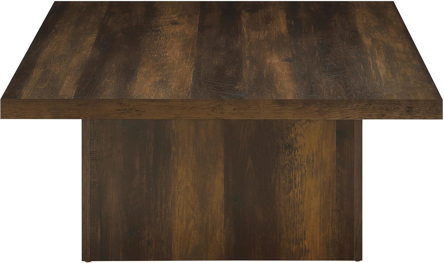 Coaster Home Furnishings - Devar - Wood - Square Coffee Table with Pedestal Base, Geometric Design and Transitional Style - Living Room - Dark Pine - 710888