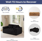 MAXYOYO 63" Loveseat Sofa Couch for Small Spaces, Upholstered Boneless Cloud Couch for Apartment Bedroom, 2-Seater Love Seat Floor Modern Sofa with Pillows, No Assembly Required, Black