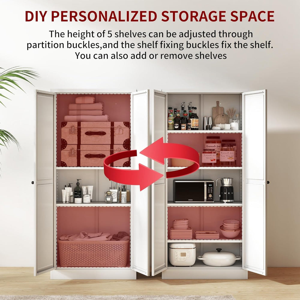 AQY Kitchen Pantry Cabinet,61" White Pantry Storage Cabinet with 4 Tier ...