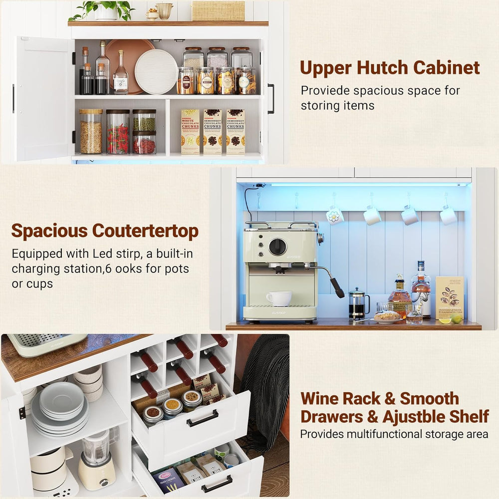 Unikito 72" Tall Pantry Cabinet, Kitchen Pantry Storage Cabinet with LED...