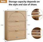 Hidden Shoe Cabinet with Drawer, Free Standing Narrow Shoe Rack Cabinet for Entryway Slim, 3 Flip Drawer Shoe Storage Organizer Cabinet for Entry,Hallway,Door,Dorm,Small Spaces - Natural