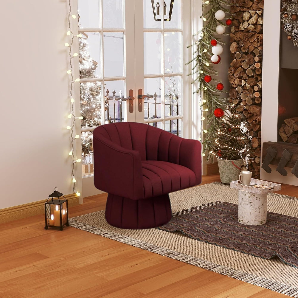 Modern Swivel Accent Chair, Velvet Corner Chair, Comfy Round Barrel Chair, Co...
