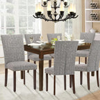 Parsons Dining Chairs Set of 6, Upholstered Nailhead Dining Room Kitchen Side Chair with Thick Cushions and Wood Legs, Black/White