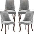 Gray Mid Century Dining Chairs Set of 4, Modern Kitchen & Dining Room Chairs Set of 4, Fabric Upholstered Kitchen Chairs, Sillas de Comedor, Wood Legs (Grey, 4 Pcs)