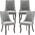 Gray Mid Century Dining Chairs Set of 4, Modern Kitchen & Dining Room Chairs Set of 4, Fabric Upholstered Kitchen Chairs, Sillas de Comedor, Wood Legs (Grey, 4 Pcs)