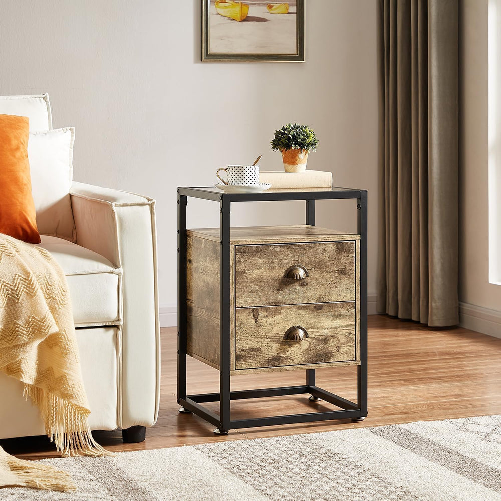 VECELO Bedside End Table, Modern Nightstand with Drawer, Night Stand for Livi...