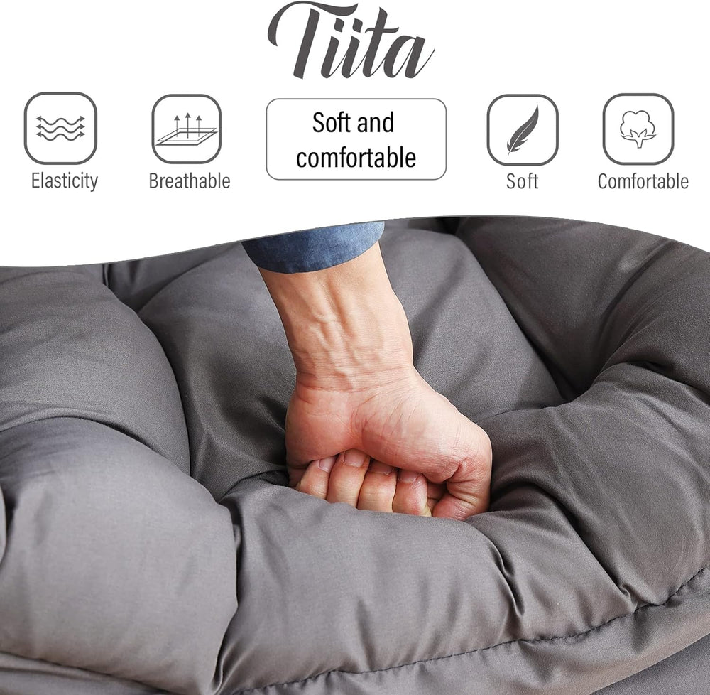 Tiita Lazy Chair with Ottoman, Comfy Reading Accent Chair, Dark Grey | Foldab...