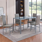 PU Dining Chairs Set of 4, Modern Kitchen & Dining Room Chairs Faux Leather Upholstered Dinner Chairs with Metal Legs for Small Space (Gray, Crossbar)