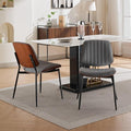 Dining Chairs Set of 2, Mid Century Modern Accent Dining Room and Kitchen Chairs, Upholstered PU Leather Vertical Stripe Chairs for Vanity with Walnut Bentwood and Metal Legs, Gray