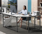 Coleshome 66" L Shaped Gaming Desk, L Shaped Desk, Computer Desk, Gaming Desk, Writing Desk, Home Office Desk, White