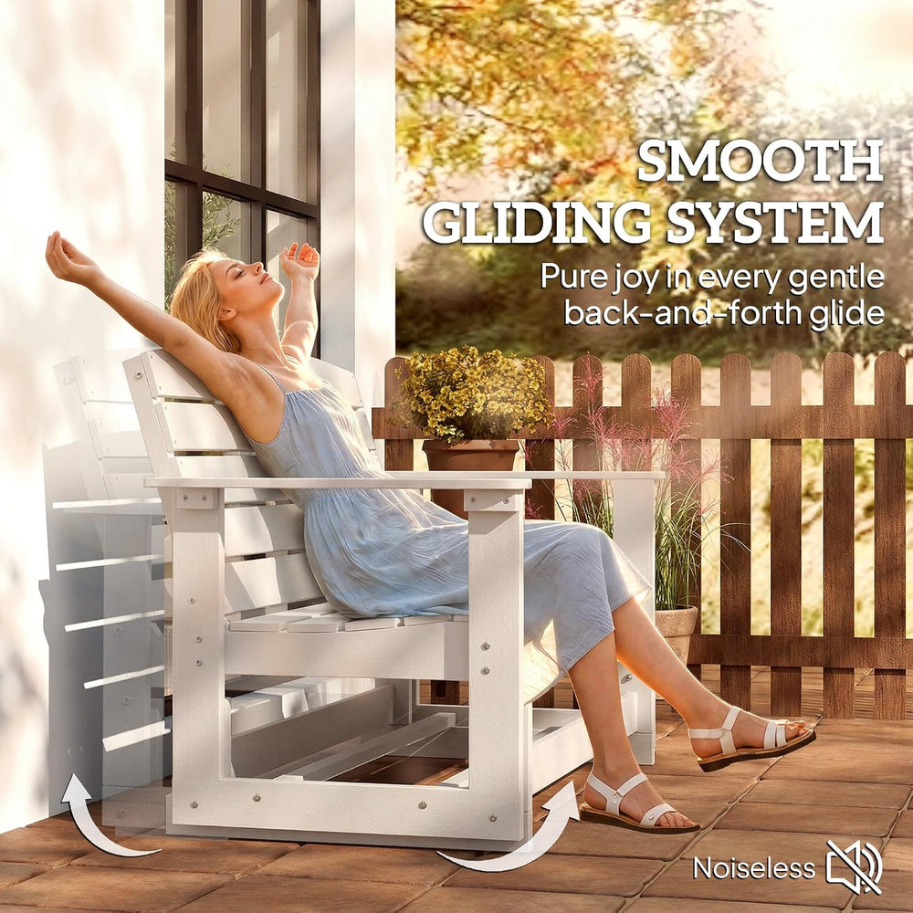 Outsunny 2-Person Outdoor Glider Bench HDPE Weather Resistant White | Patio D...