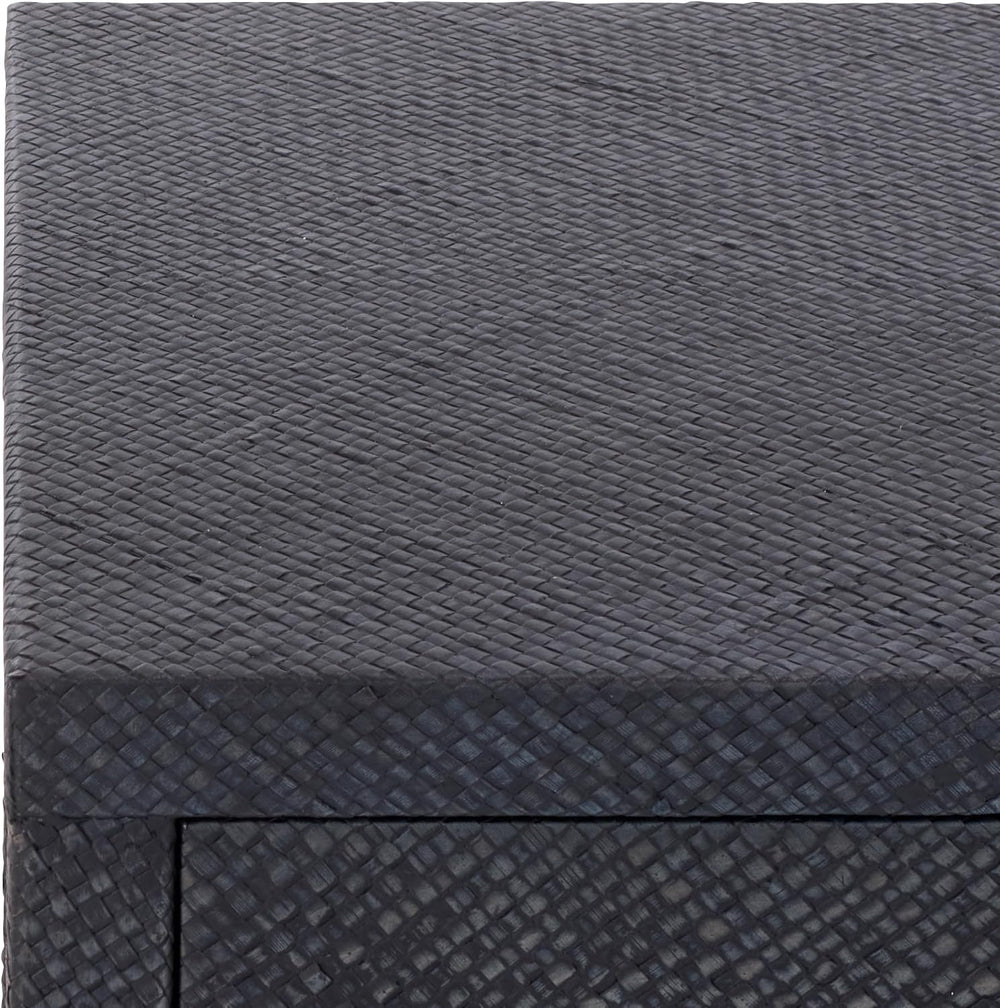 SAFAVIEH Home Collection – Epke Navy 1-Drawer 1-Shelf Accent Table, Woven Raf...