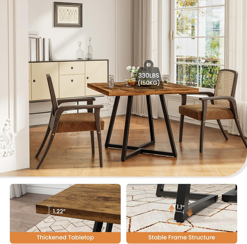 Apicizon Square Kitchen Dining Table for 2, Small Ktichen Table with Metal Ba...