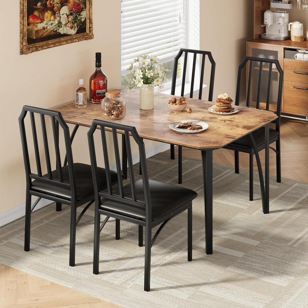 IDEALHOUSE Dining Table Set for 4, Kitchen Table Set of 4 with Upholstered Cu...
