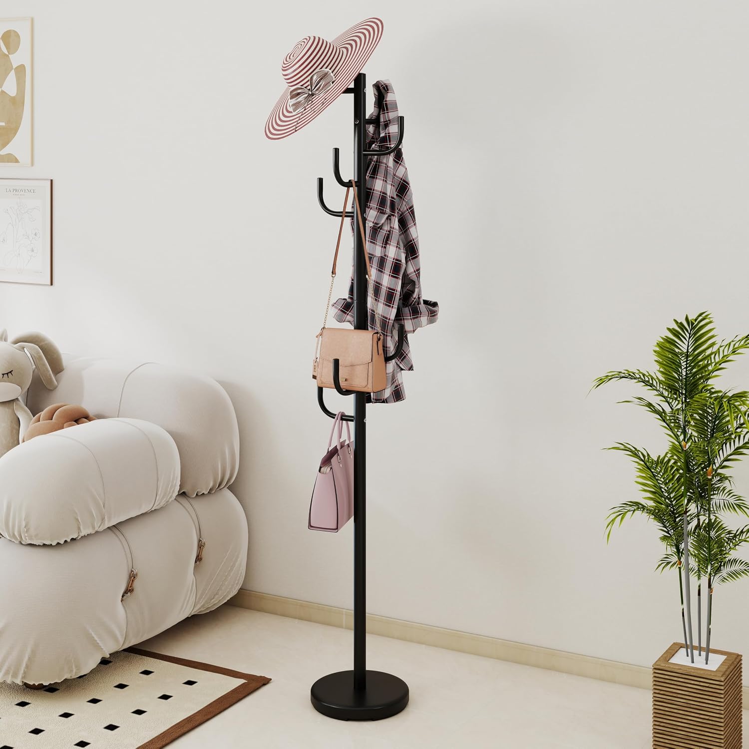 Giantex Heavy-Duty Coat Rack Freestanding, 69" Metal Cactus Clothes Stand with 8-Hook & 2 Height Options, Weight Base, Modern Coat Tree Hanger Stand for Bags, Purse Hat Rack Entryway, Bedroom, Office