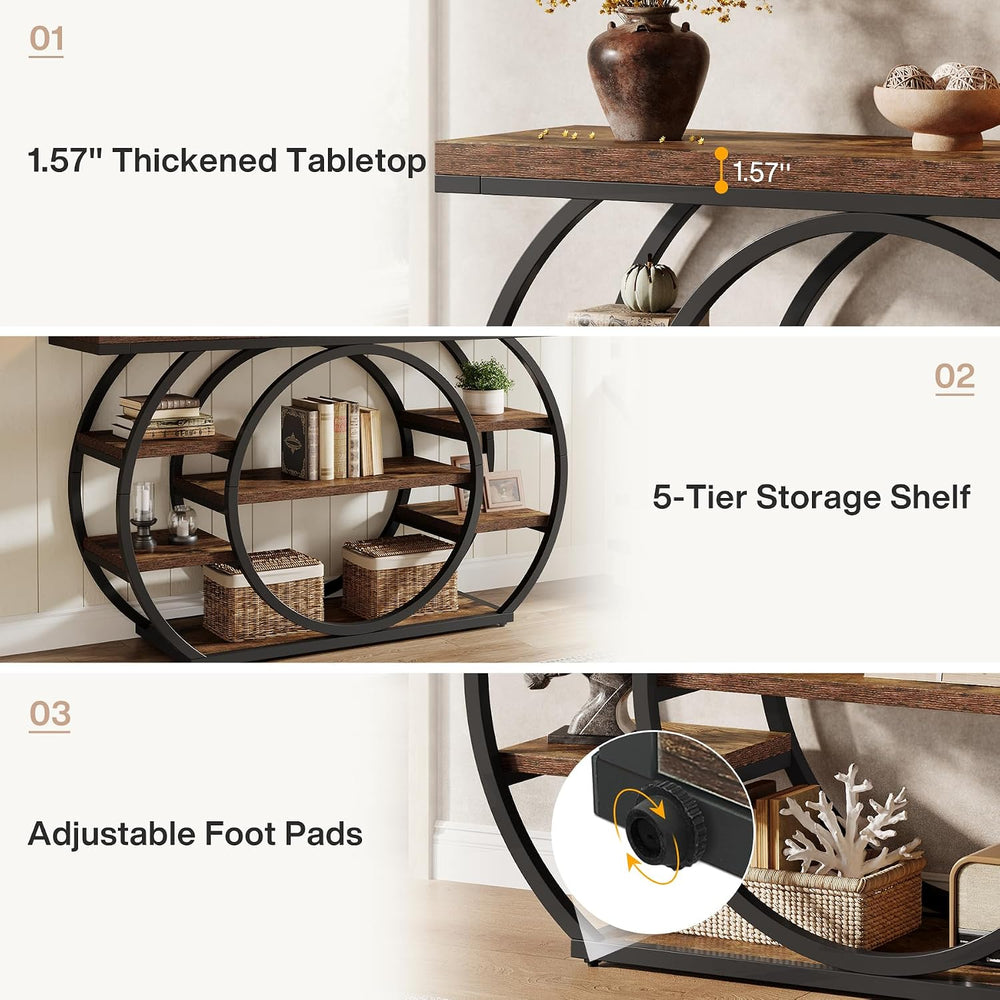 Tribesigns 47" Console Table for Living Room, 5-Tier Industrial Entryway...