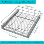 Pull Out Cabinet Organizer 20" W X 22" D, Slide Out Drawers For Kitchen Organizers and Storage, Pull Out Drawers For Cabinets Capacity Heavy Duty Caddy, Cabinet Shelves Chrome-Plated, Bathroom Pantry
