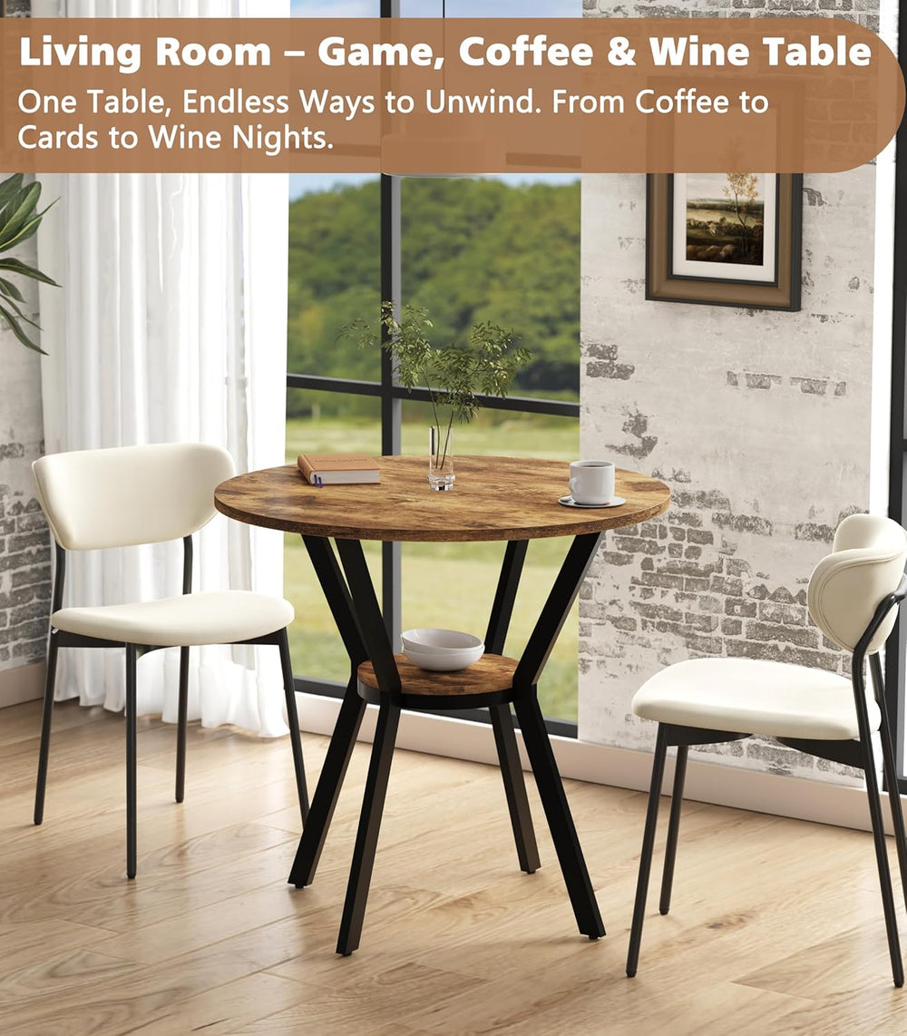 MECHYIN 31.5" Round Kitchen Table for 2-4, Small Round Dining Table with...
