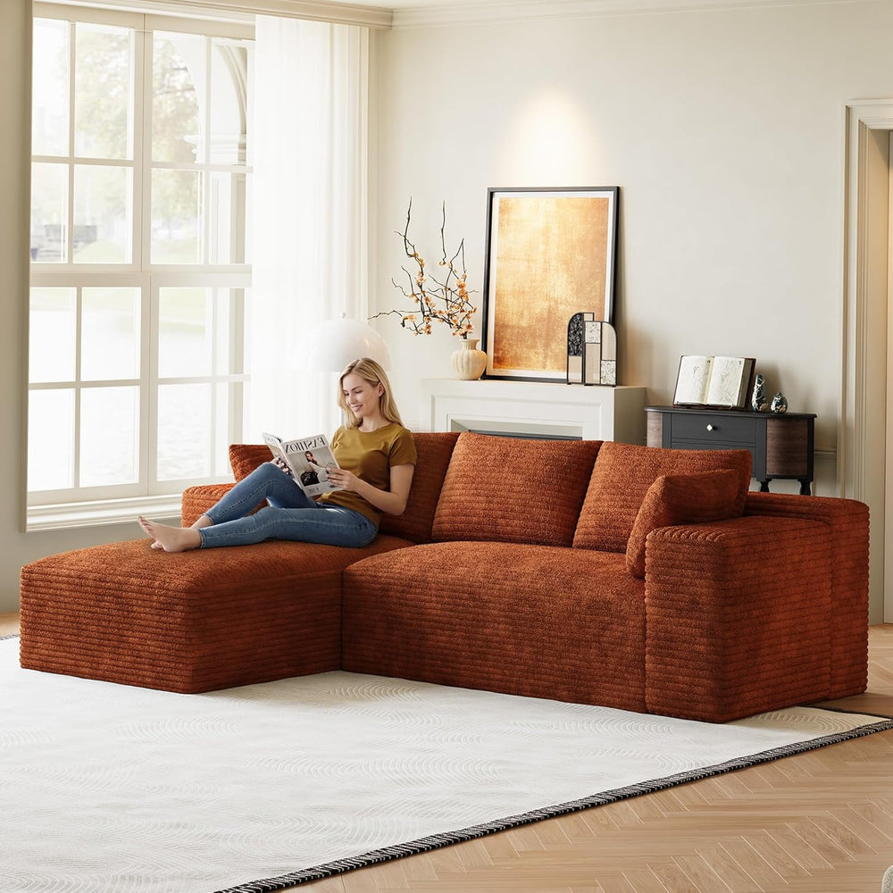 Cloud Sectional Couch Modular Sectional Sofa, 96" Comfy Fluffy Orange L ...