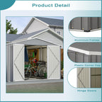 10x12 FT Outdoor Storage Shed with Floor Frame, Heavy Duty Metal Garden Tool Shed with Double Lockable Doors, Waterproof Backyard Utility Shed for Bikes, Lawn Mowers, Tools, Equipment