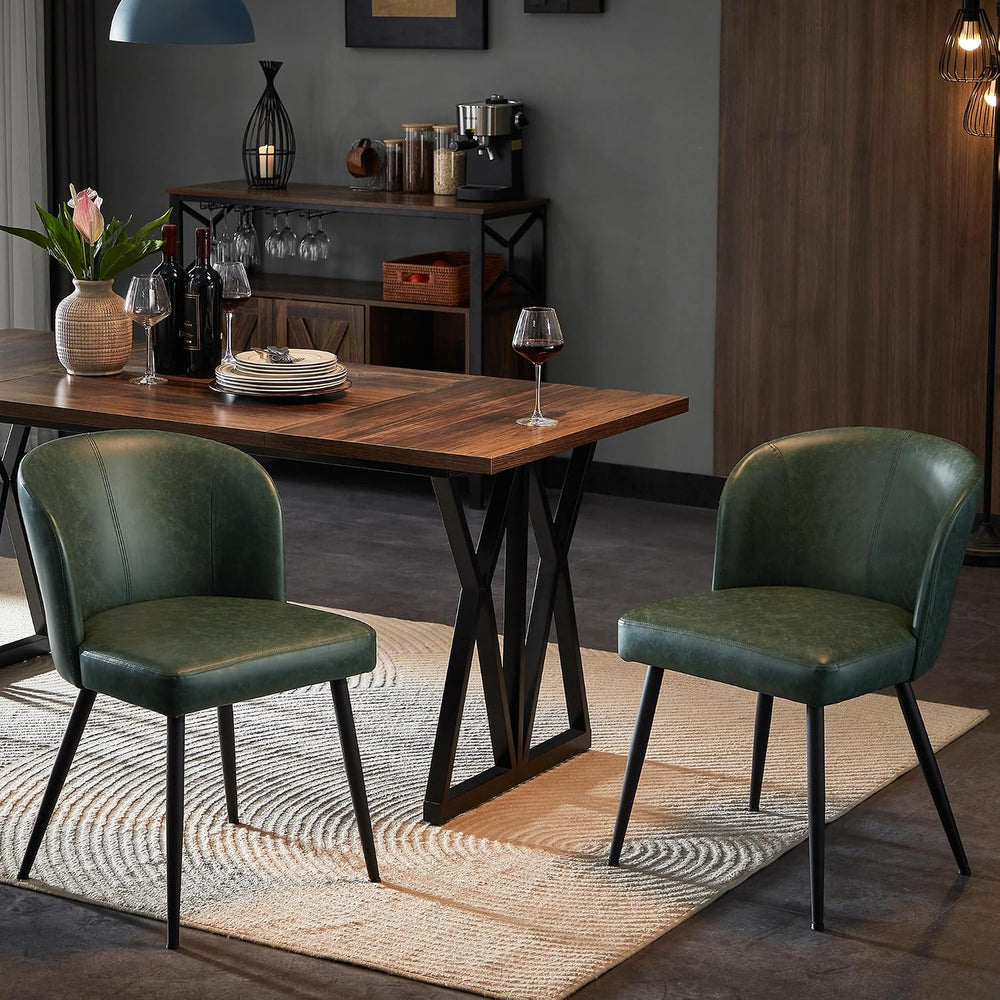 Susalt Dining Chairs Set of 2, Upholstered Kitchen Chairs with Faux Leather C...