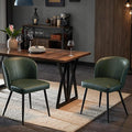 Dining Chairs Set of 2, Upholstered Kitchen Chairs with Faux Leather Cushion Seat and Metal Legs, Mid Century Modern Dining Room Chair for Kitchen, Living Room, Easy Assembly, Green