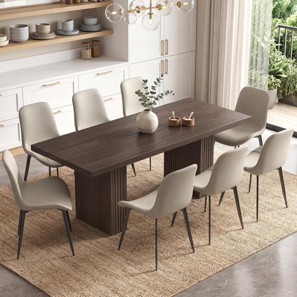 Rectangular Dining Table Set with 8 Chairs, Oak Farmhouse | Modern Kitchen Di...