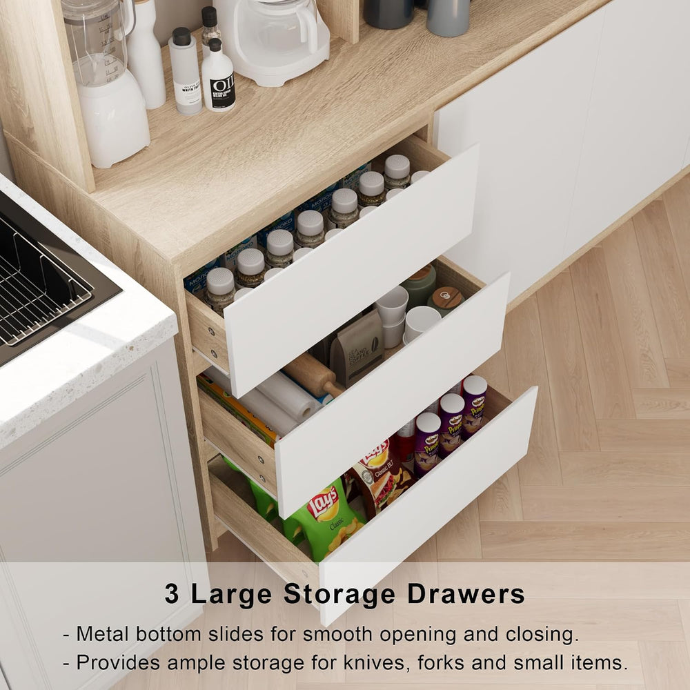Mekminop Extra Large Kitchen Pantry with Microwave Shelf, Kitchen Hutch Stora...