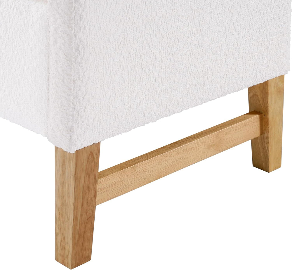 Merax Boucle Upholstered Storage Bench 50.8" End of Bed Bench with 2 Rou...
