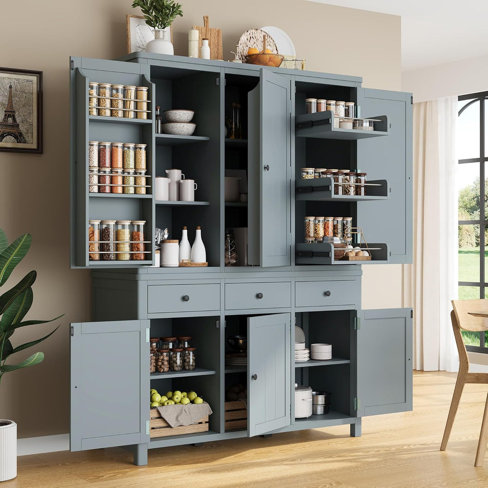 Harper & Bright Designs Kitchen Pantry Storage Cabinet with Door Shelves,...