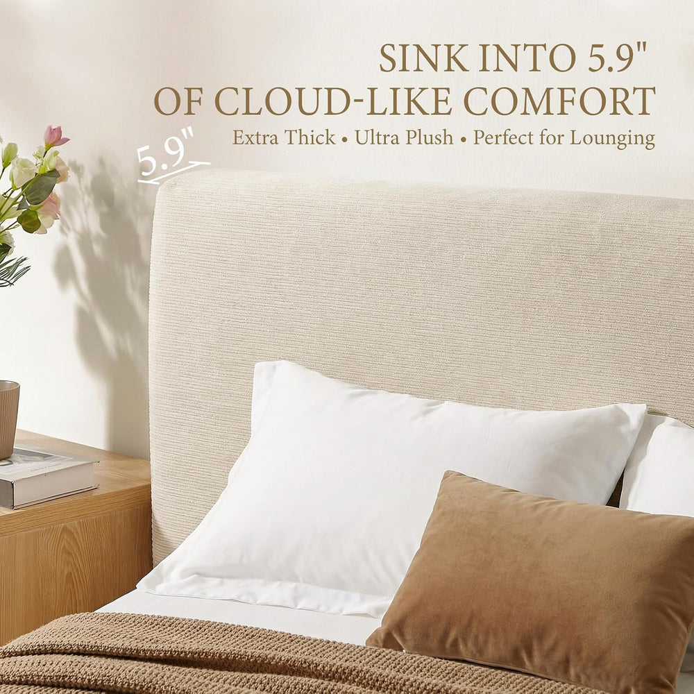 XIAO WEI Queen Cloud Bed Frame, Upholstered Platform Bed Frame with Headboard...