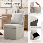 VKNOW Upholstered Dining Chairs, Modern Kitchen Chairs with Storage, Linen Armchair Dining Room Chairs for Kitchen Room (Light Grey, Set of 2)