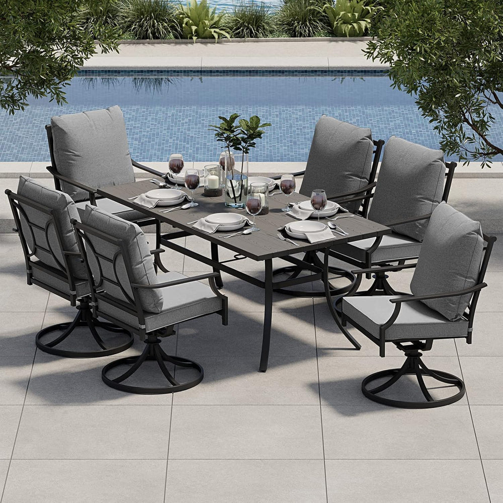 Grand patio 7-Piece Outdoor Dining Set for 6 with Swivel Patio Chairs