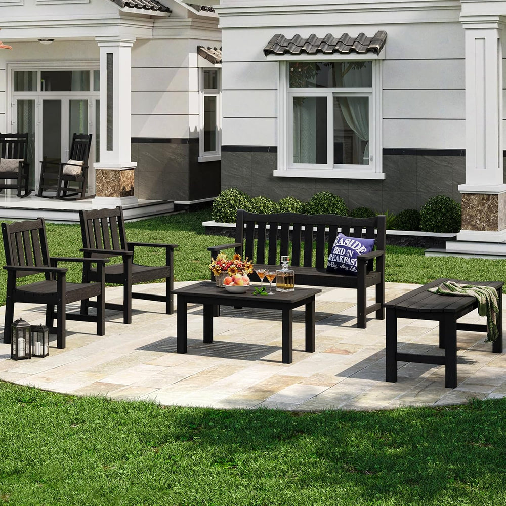 Stoog Outdoor Coffee Table, All-Weather Poly Lumber Patio Side Table, Rectang...