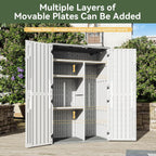 Aoxun Outdoor Storage Shed, 64 Cu.Ft Vertical Storage Sheds Outdoor with Floor, Outdoor Waterproof Storage Cabinet for Garage Storage, Pool Storage, Bike Shed, Garden Shed (White)