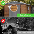 8x6 FT Outdoor Storage Shed, Wood Metal Utility Tool Shed Storage House with Door and Lock, Wooden Sheds Outdoor Storage for Garden,Patio,Lawn,Poolside
